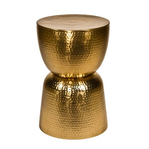 Gold Hammered Drum Side Table