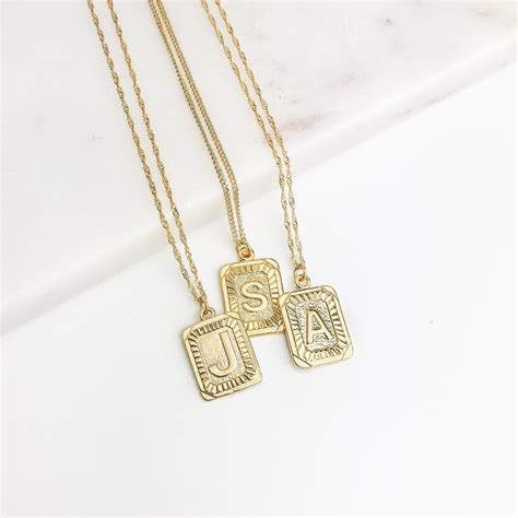 Gold Initial Necklace Square
