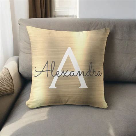 Gold Initial Throw Pillow