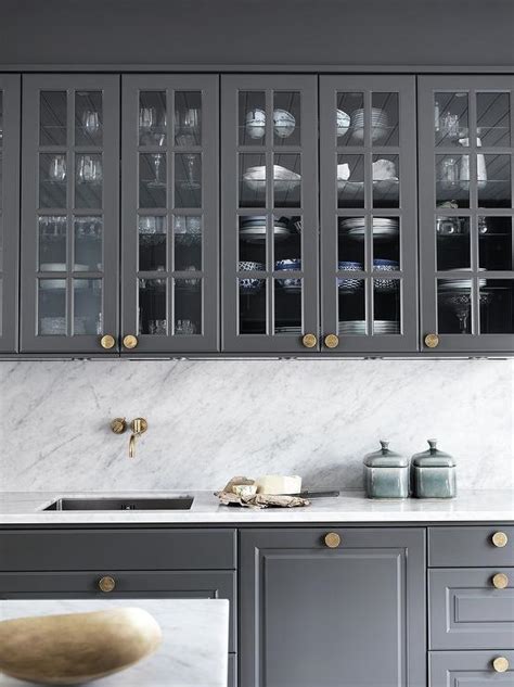 Gold Knobs Gray Cabinet