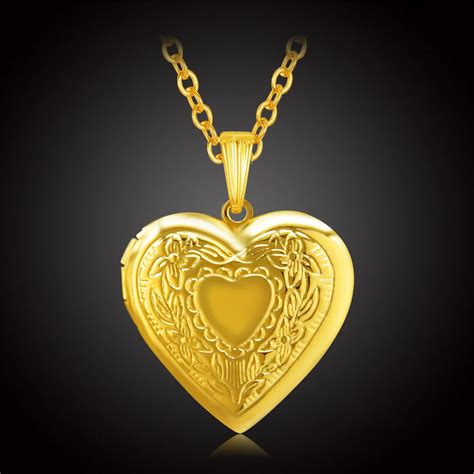 gold love heart locket necklace