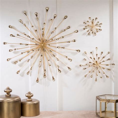 gold metal wall mounted flower accents