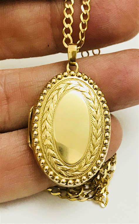 gold picture locket pendant