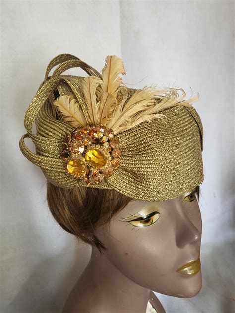 Gold Pillbox Hat