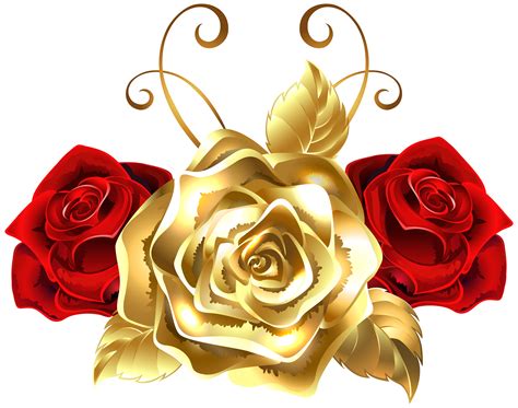 gold roses flower clipart