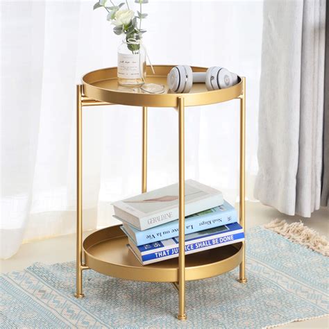 Gold Side Table Two Tier