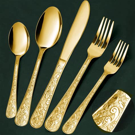 Gold Silverware Set For 8