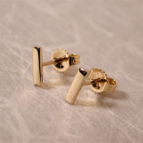 Gold Stud Bar Earrings