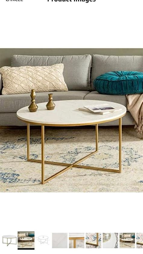 Gold X Base Round Coffee Table