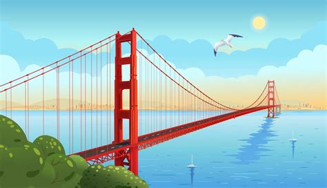 golden gate bridge cartoon image