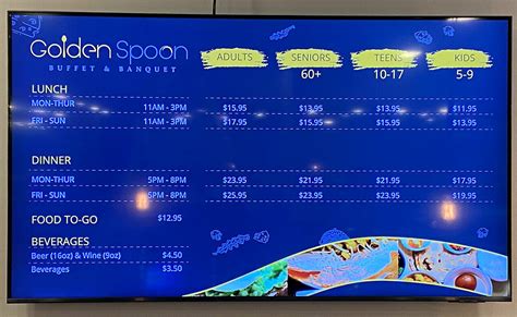 Golden Spoon Buffet Menu