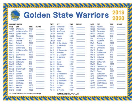 golden state schedule