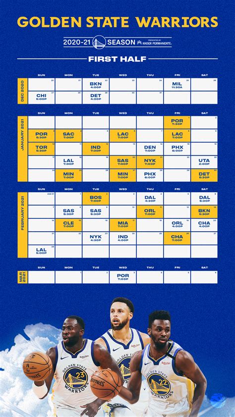 golden state warriors calendario