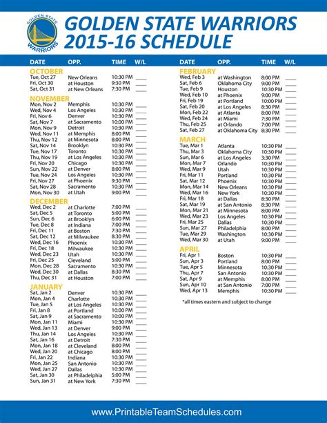 golden state warriors schedule 2015