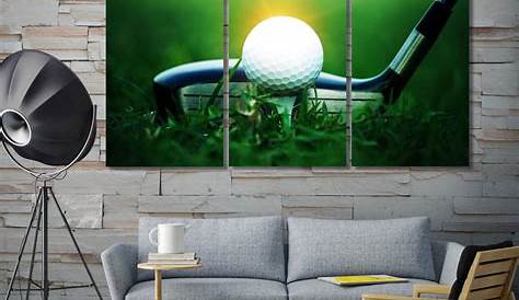 Golf equipment contemporary wall decor, golf art prints on canvas