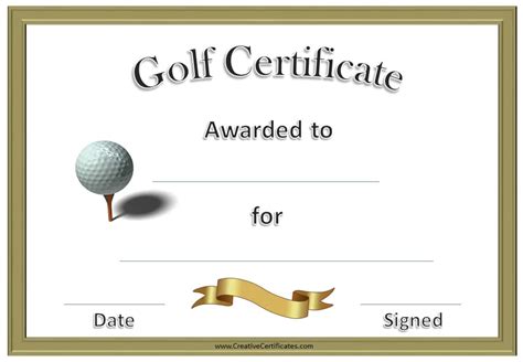 EDITABLE Golf Certificate Template Sport Certificate Award Etsy in