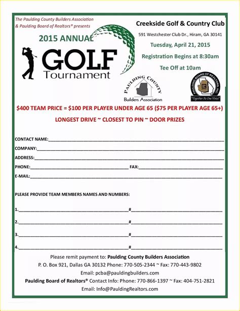 golf day entry form template