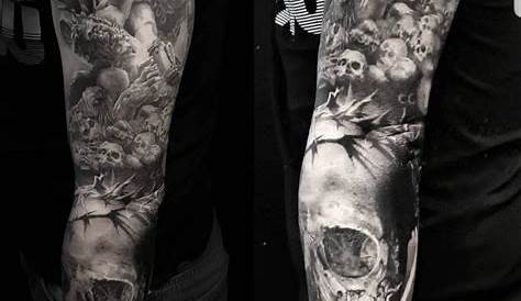 demon sleeve design | Evil tattoos, Skull sleeve tattoos, Dark art tattoo