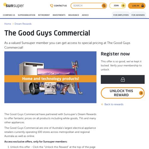 Register to Good Guys Commercial Free via Sunsuper Rewards OzBargain