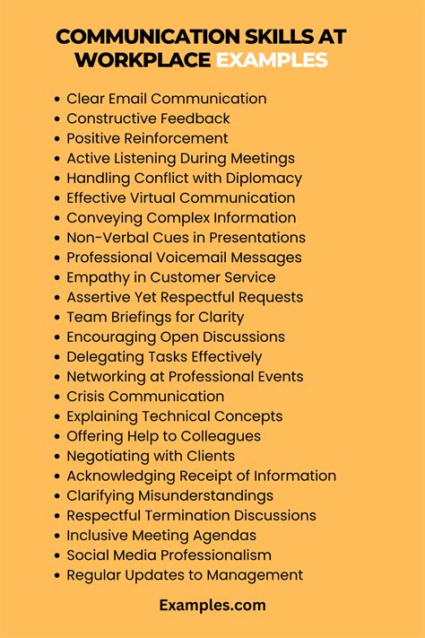 good communication skills examples in the workplace