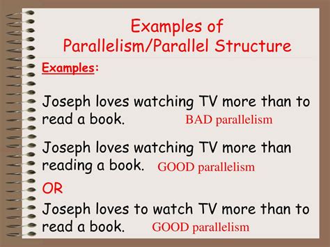 good example of parallel structure