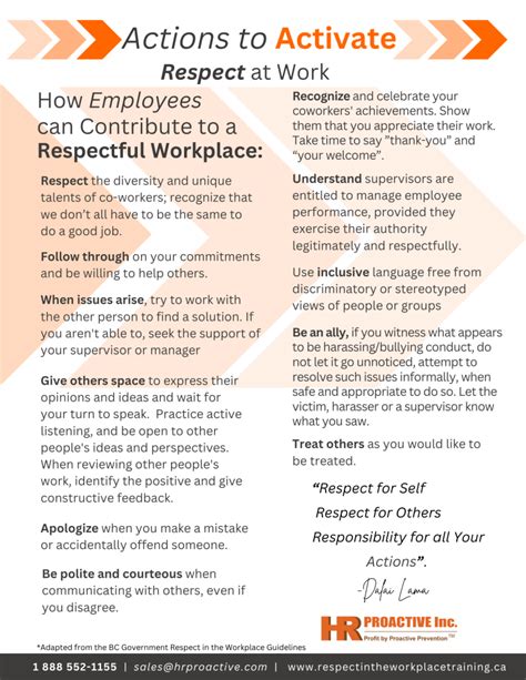 good examples of respect in the workplace