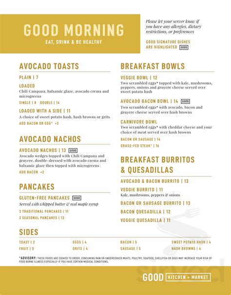 good kitchen menu