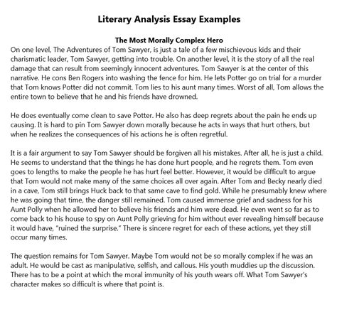 good literary analysis essay examples