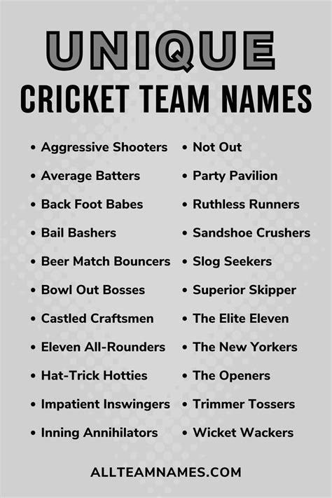 good name for cricket team