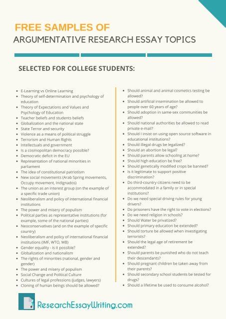 good research essay topics for college students