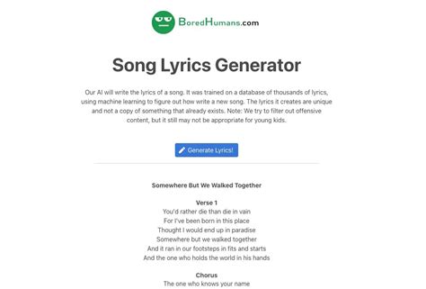 good song lyrics generator