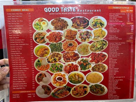 good taste restaurant menu