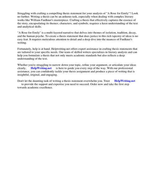 Good Thesis Statement For A Rose For Emily