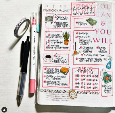 good things to put in a bullet journal