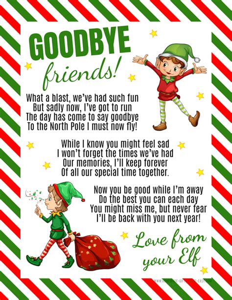 goodbye elf letter template pdf