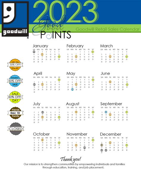 Goodwill Sales Calendar Indiana 2024
