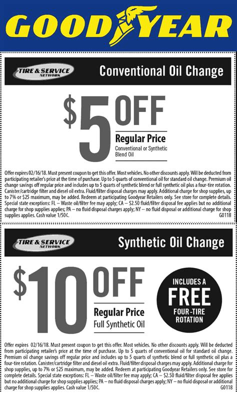 Goodyear Coupons 510 off an oil change at Goodyear