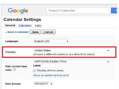 Google Calendar Change Time Zone