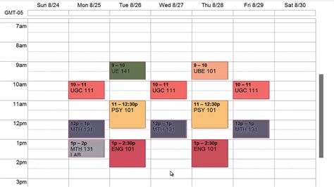 googlecalendarsample2 College students, Study calendar, Student