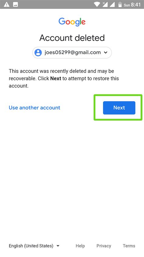 Google account recovery page for recover Google account