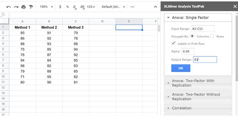 Two Way ANOVA with Google Sheets XLminer YouTube