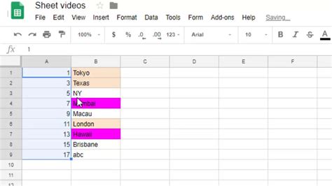 google sheets Finding row number from value which is in between