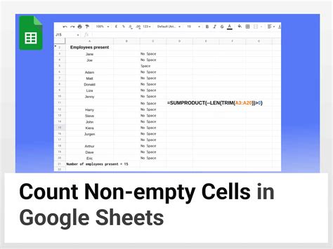 google sheets Count consecutive blank cells between nonblank cells