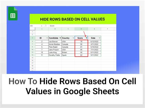 How to Hide a Row based on a Cell Value in Google Sheets with Filter or
