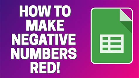 Google Sheets How To Make Negative Numbers Red YouTube