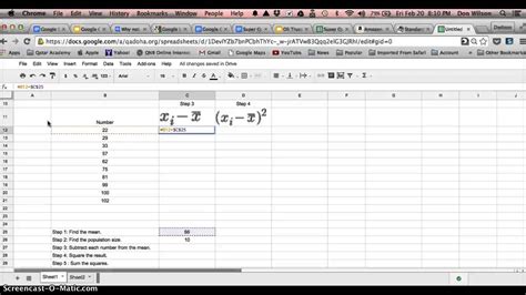 Finding Mean and Standard Deviation in Google Sheets Physics 132 Lab