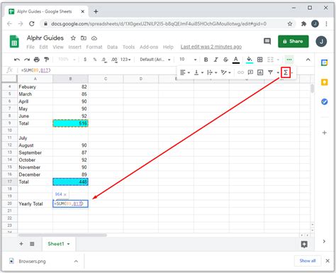 Google Sheets summing numbers across a spreadsheet depending on the