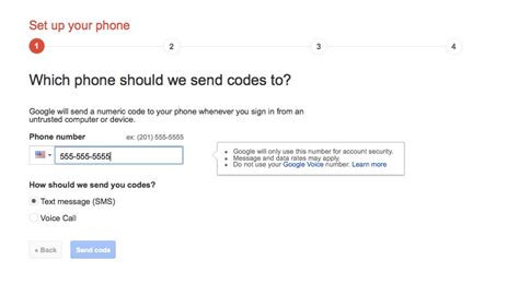 google 2 step verification wrong phone number