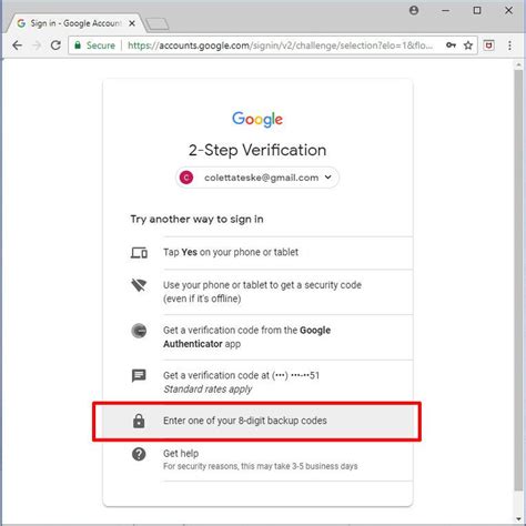 google authenticator backup codes list