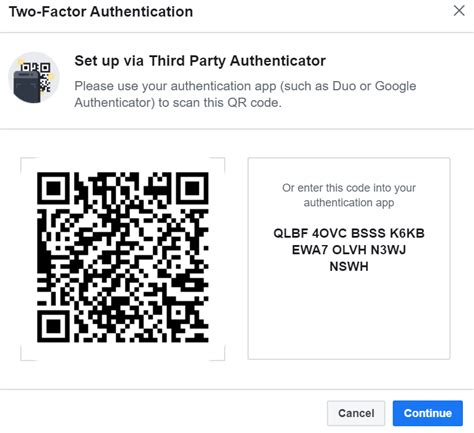 google authenticator code for facebook
